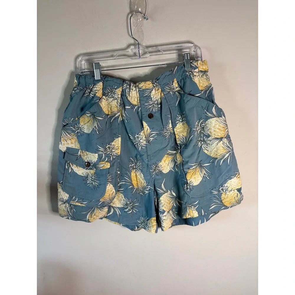 Tommy Bahama Mens Blue Pineapple Print Swim Trunks Bungalow Cargo Shorts L